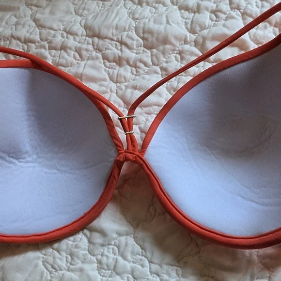 VENUS Orange Bikini Top with V-Neck and Decorative Detail - Picture 3 of 4